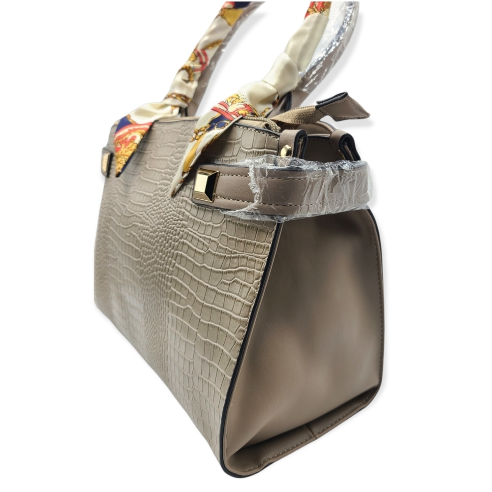 Faux Croc Embossed Satchel Bag - Picture 4 of 5